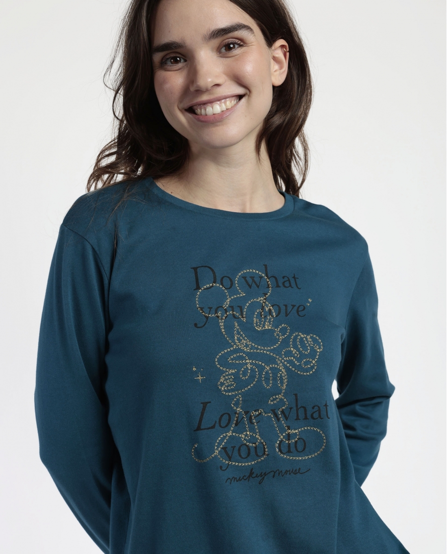 DISNEY Pijama Manga Larga Cosmic Wheel para Mujer AZUL