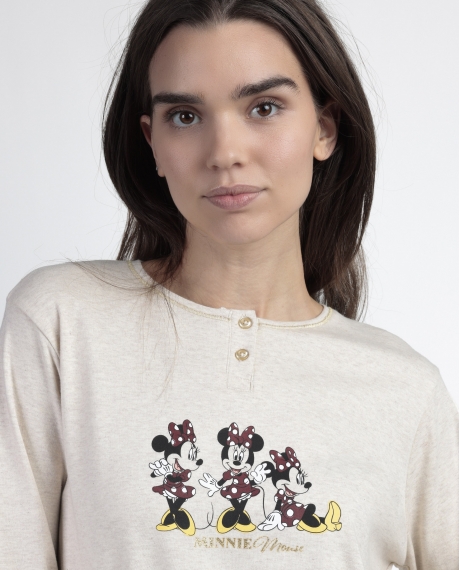 DISNEY Pijama Manga Larga Tapeta Minnie Mouse para Mujer CRUDO 2