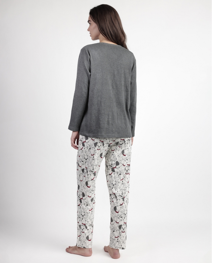 DISNEY Pijama Manga Larga Dalmatians Varsity para Mujer GRIS JASPE