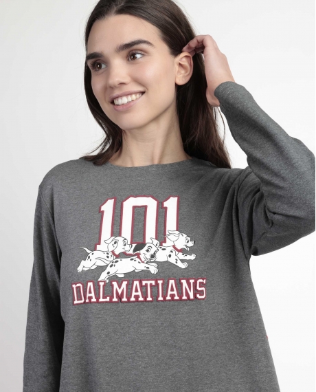 DISNEY Pijama Manga Larga Dalmatians Varsity para Mujer GRIS JASPE 2