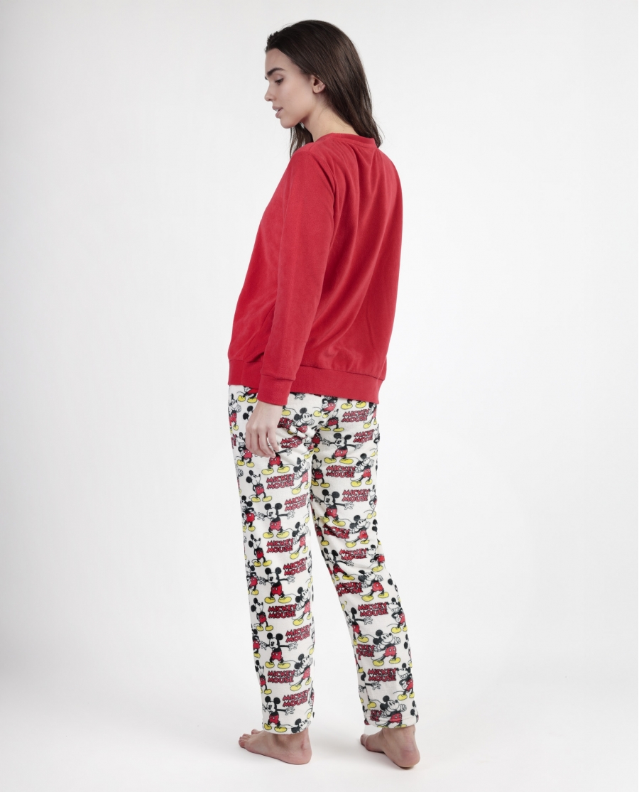 DISNEY Pijama Manga Larga Calentito Best Mickey para Mujer ROJO