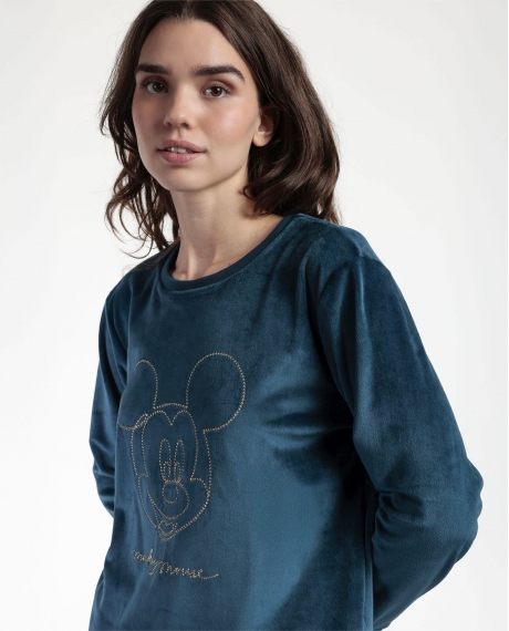 DISNEY Pijama Manga Larga Terciopelo Cosmic Wheel para Mujer AZUL 2