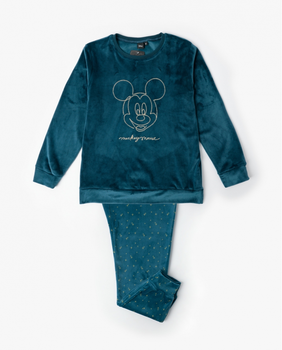 DISNEY Pijama Manga Larga Terciopelo Cosmic Wheel para Mujer AZUL