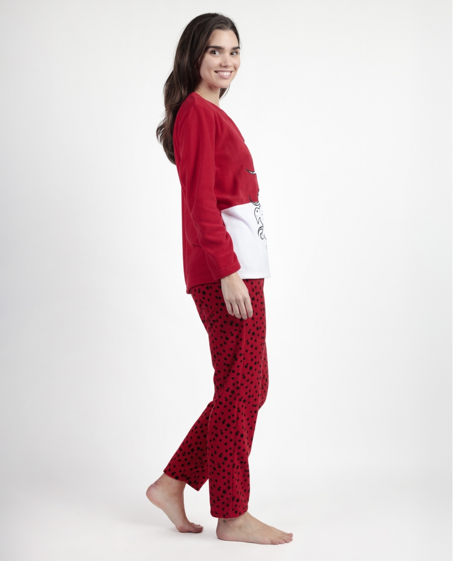 DISNEY Pijama Manga Larga Calentito Dalmatians Varsity para Mujer ROJO