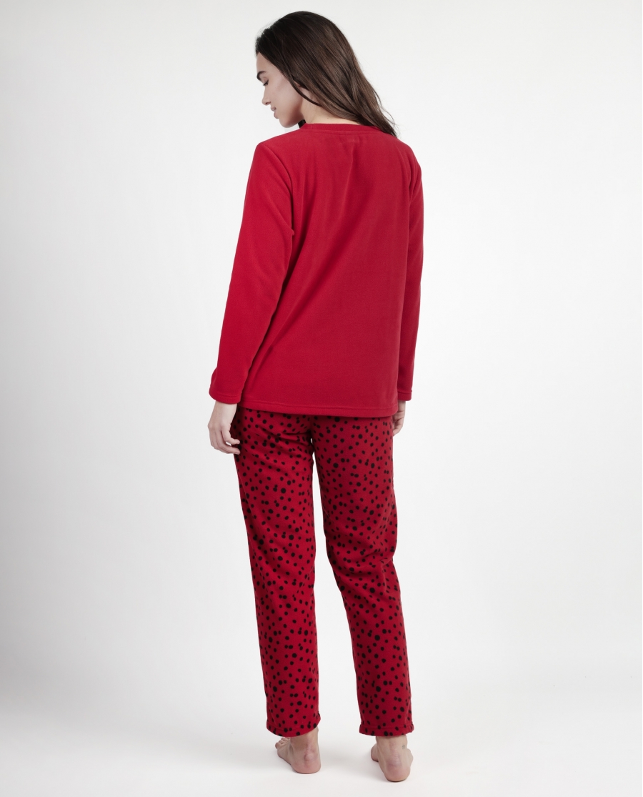 DISNEY Pijama Manga Larga Calentito Dalmatians Varsity para Mujer ROJO