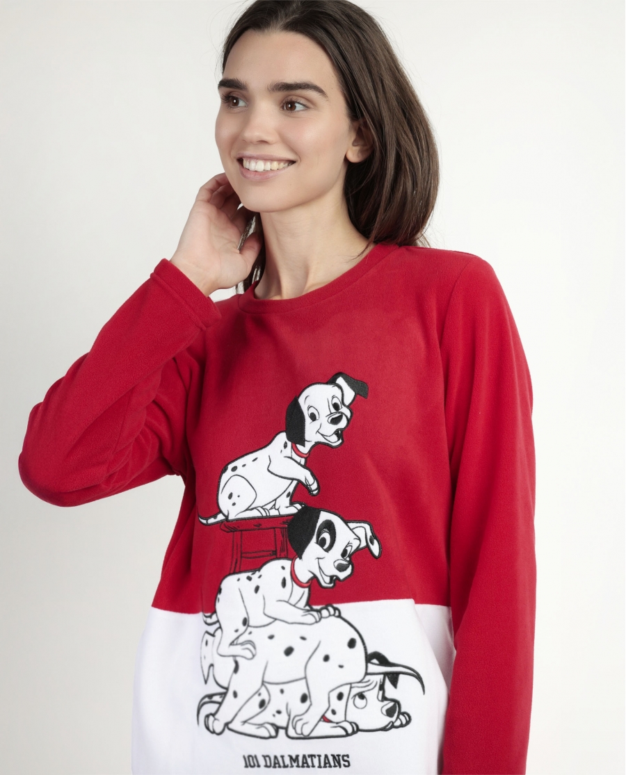 DISNEY Pijama Manga Larga Calentito Dalmatians Varsity para Mujer ROJO