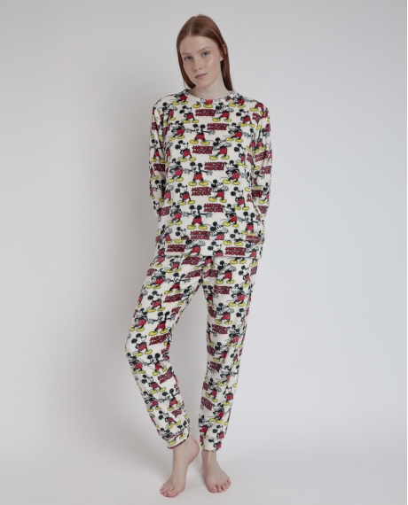 DISNEY Pijama Manga Larga Estampado Calentito Best Mickey para Mujer ROJO