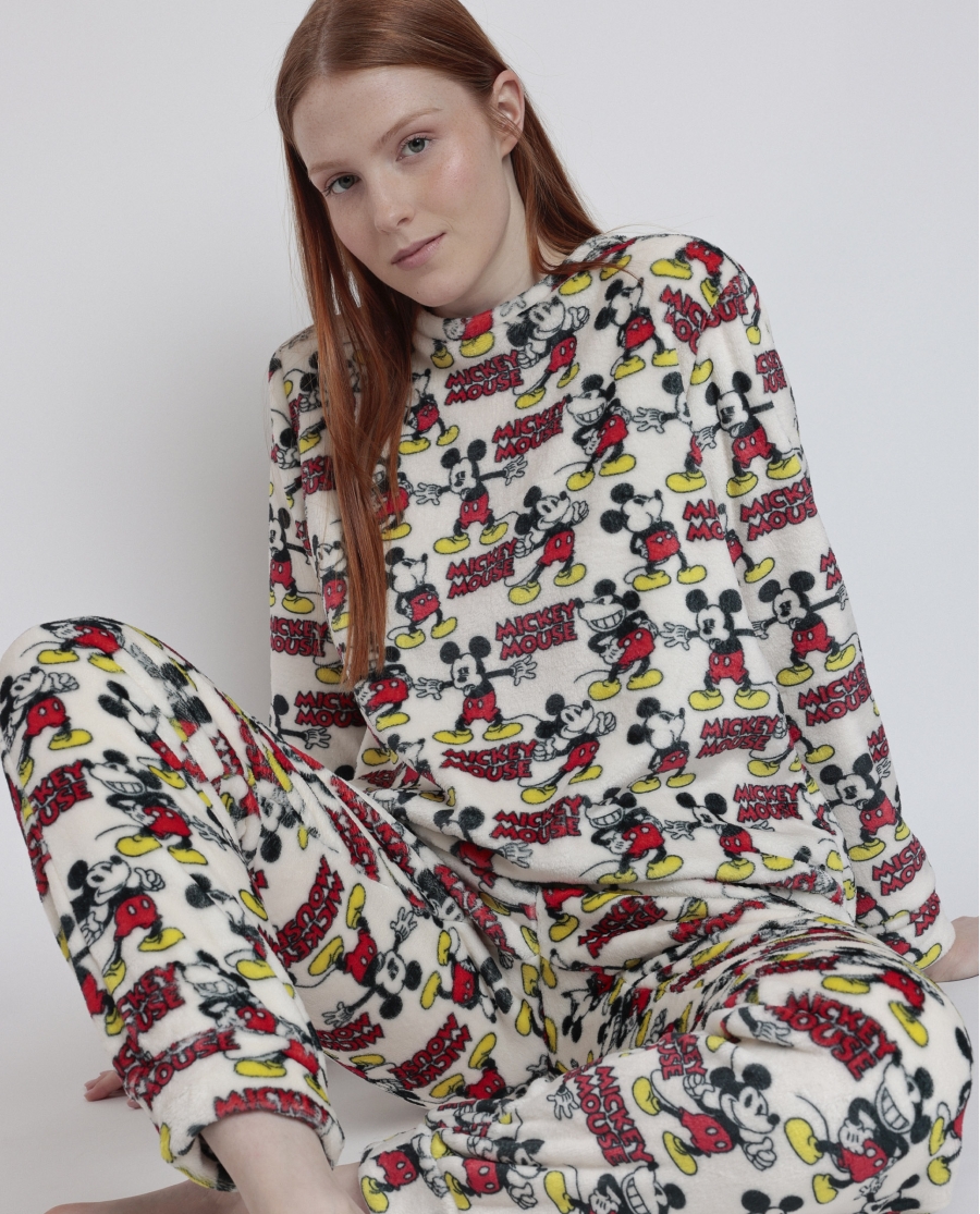 DISNEY Pijama Manga Larga Estampado Calentito Best Mickey para Mujer ROJO