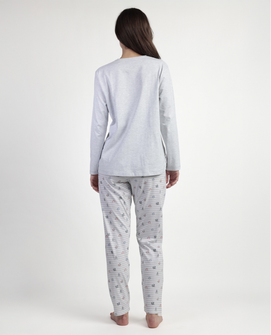 DISNEY Pijama Manga Larga Tapeta Alicia Maternity para Mujer GRIS JASPE