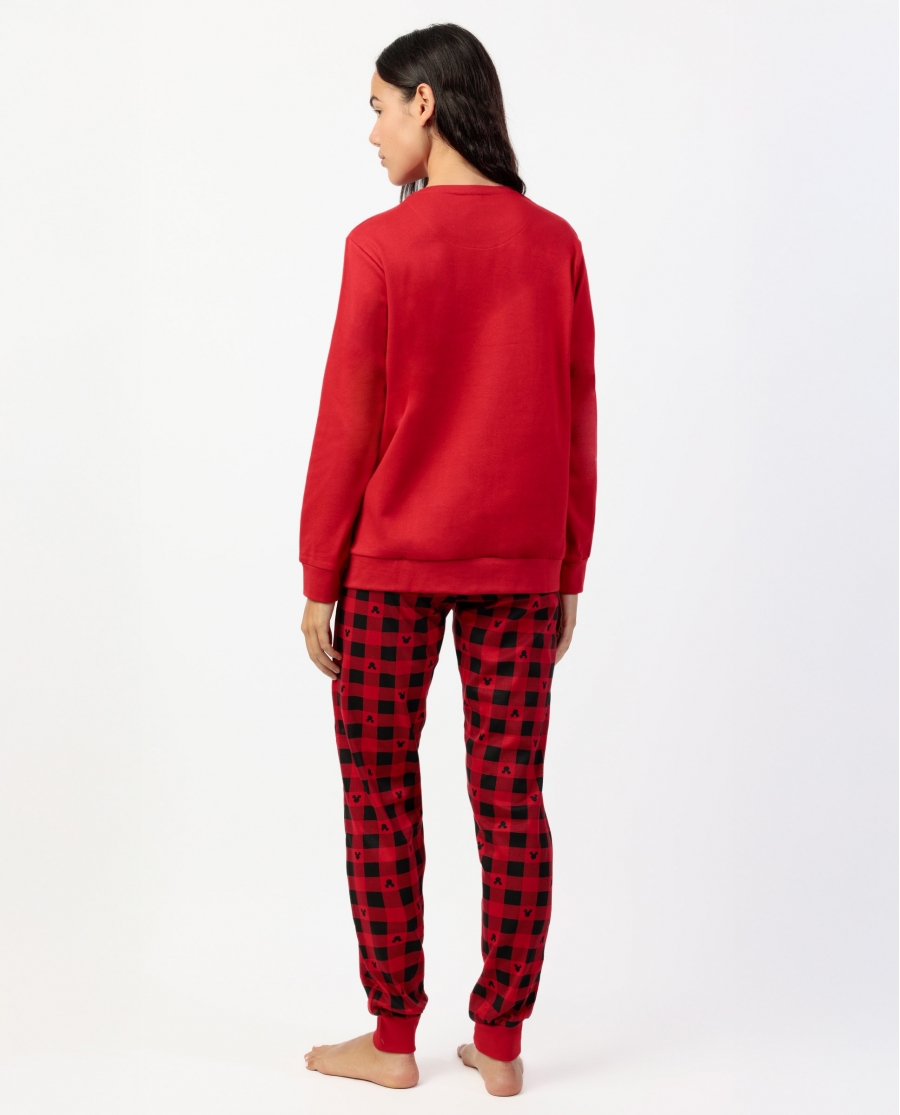 DISNEY Pijama Manga Larga Mouse Holidays para Mujer ROJO