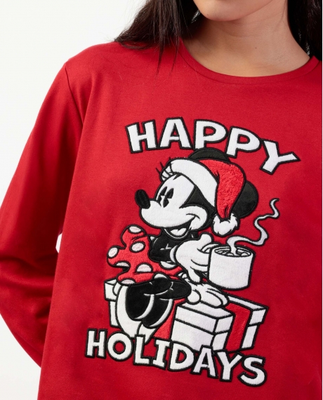 DISNEY Pijama Manga Larga Mouse Holidays para Mujer ROJO 2