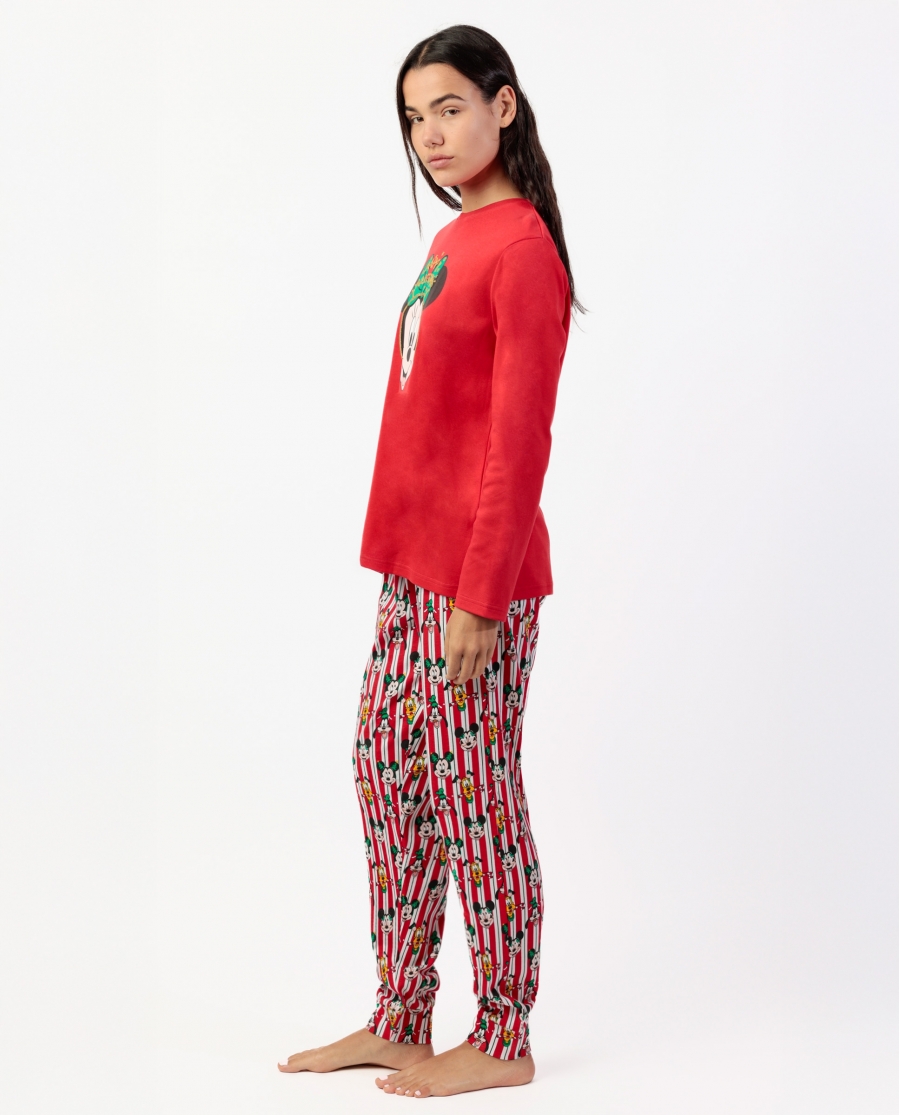 DISNEY Pijama Manga Larga Party Friends para Mujer ROJO