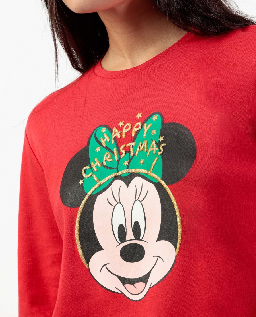 DISNEY Pijama Manga Larga Party Friends para Mujer ROJO