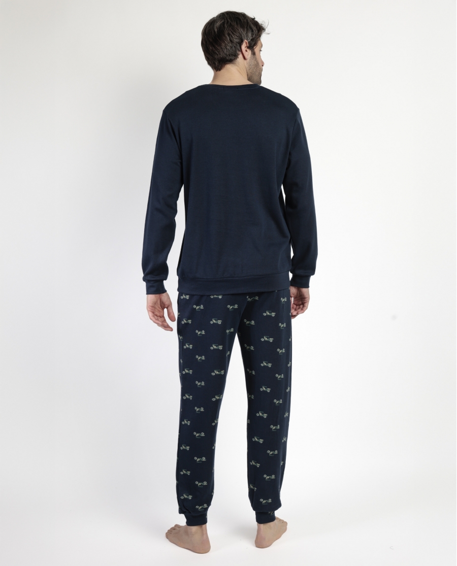 ADMAS Pijama Manga Larga Old School para Hombre MARINO