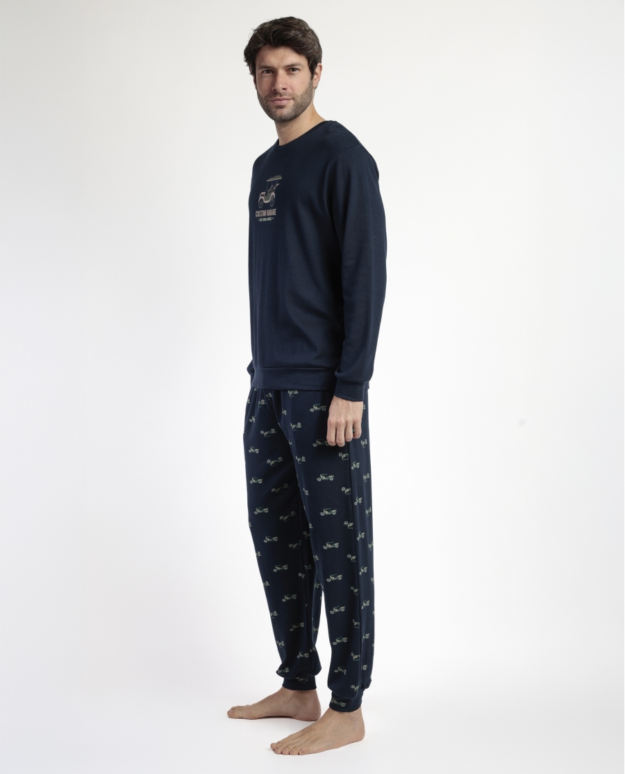 ADMAS Pijama Manga Larga Old School para Hombre MARINO