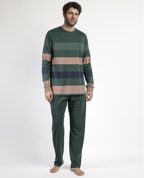 ADMAS Pijama Manga Larga Rayas Wild Spirit para Hombre VERDE