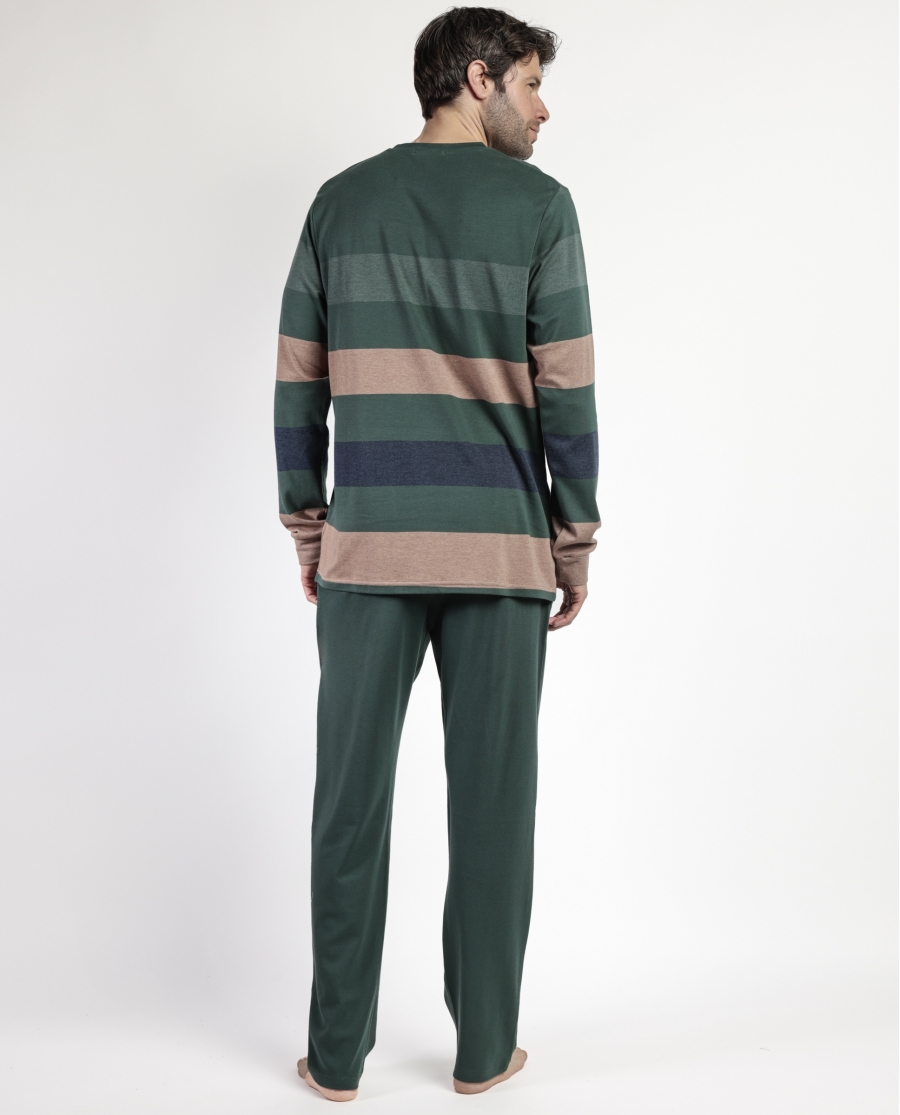 ADMAS Pijama Manga Larga Rayas Wild Spirit para Hombre VERDE