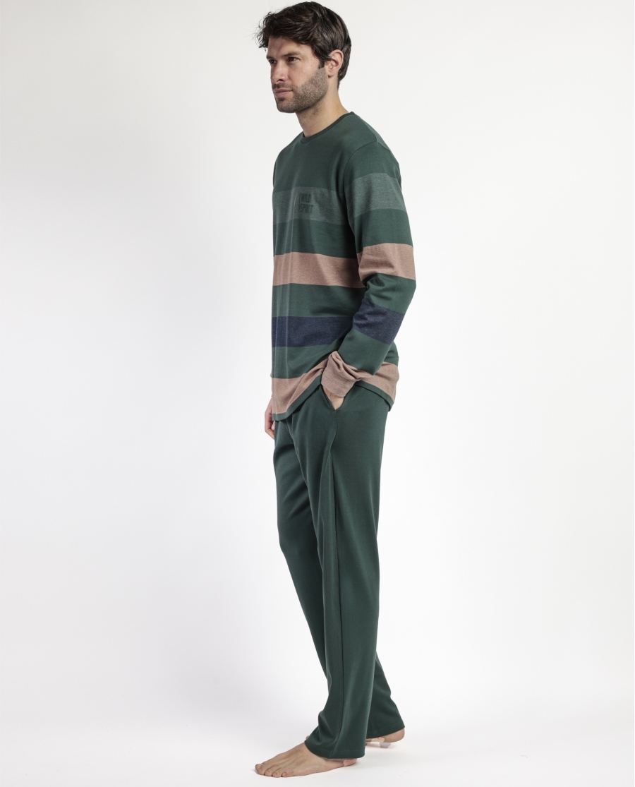 ADMAS Pijama Manga Larga Rayas Wild Spirit para Hombre VERDE