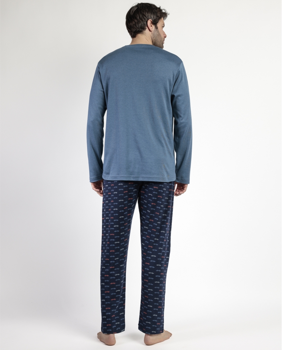 ADMAS Pijama Manga Larga Road Race para Hombre AZUL