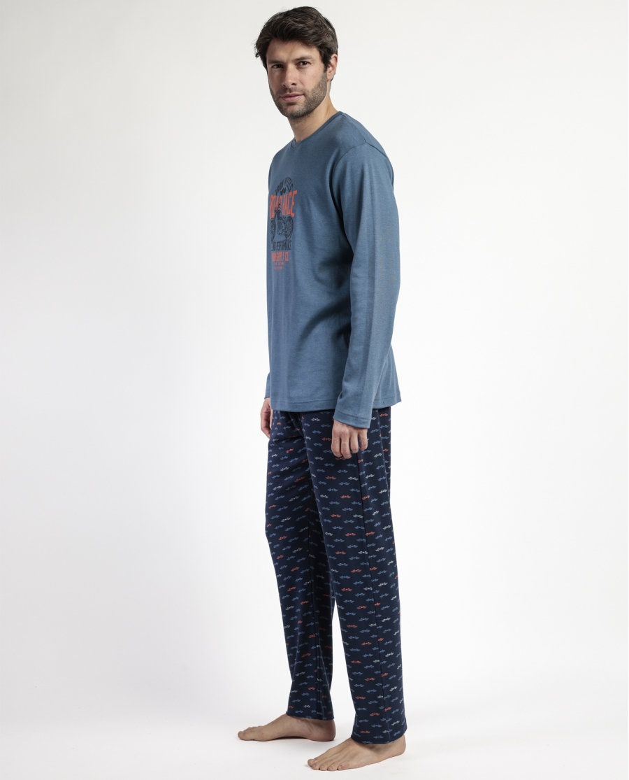 ADMAS Pijama Manga Larga Road Race para Hombre AZUL