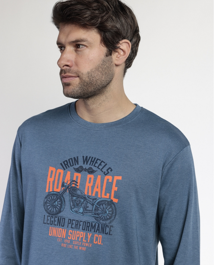 ADMAS Pijama Manga Larga Road Race para Hombre AZUL