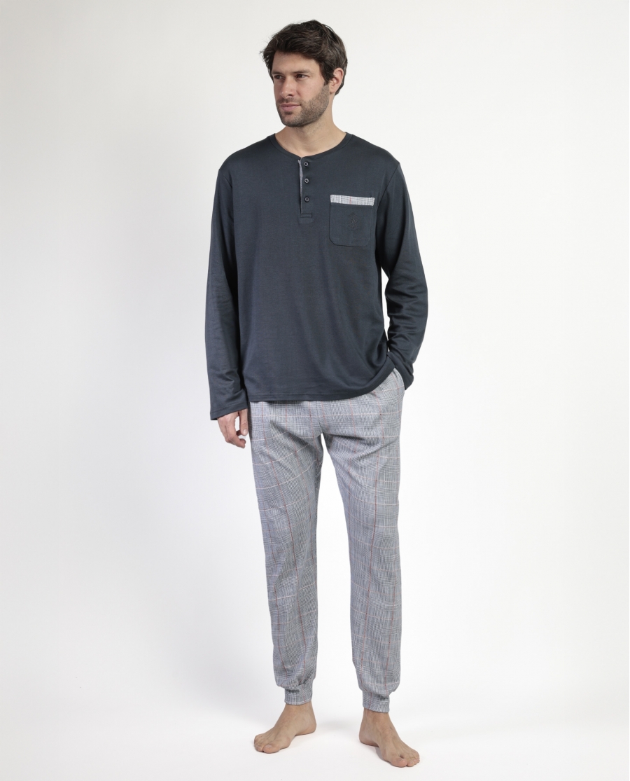 ADMAS CLASSIC Pijama Manga Larga Tapeta Harris para Hombre MARENGO