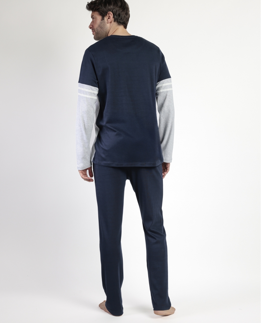 STAY AT HOME Pijama Manga Larga Champions para Hombre MARINO