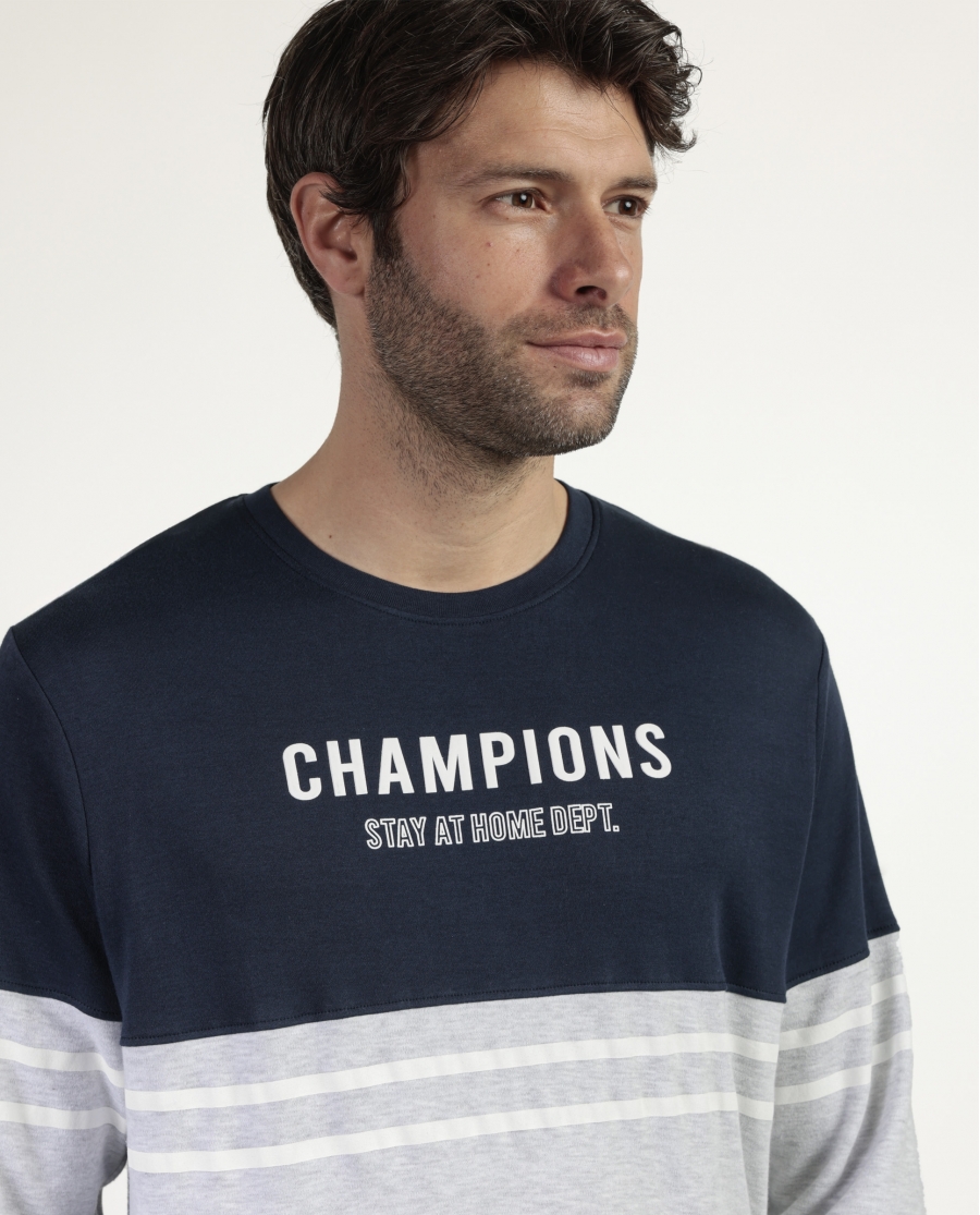 STAY AT HOME Pijama Manga Larga Champions para Hombre MARINO