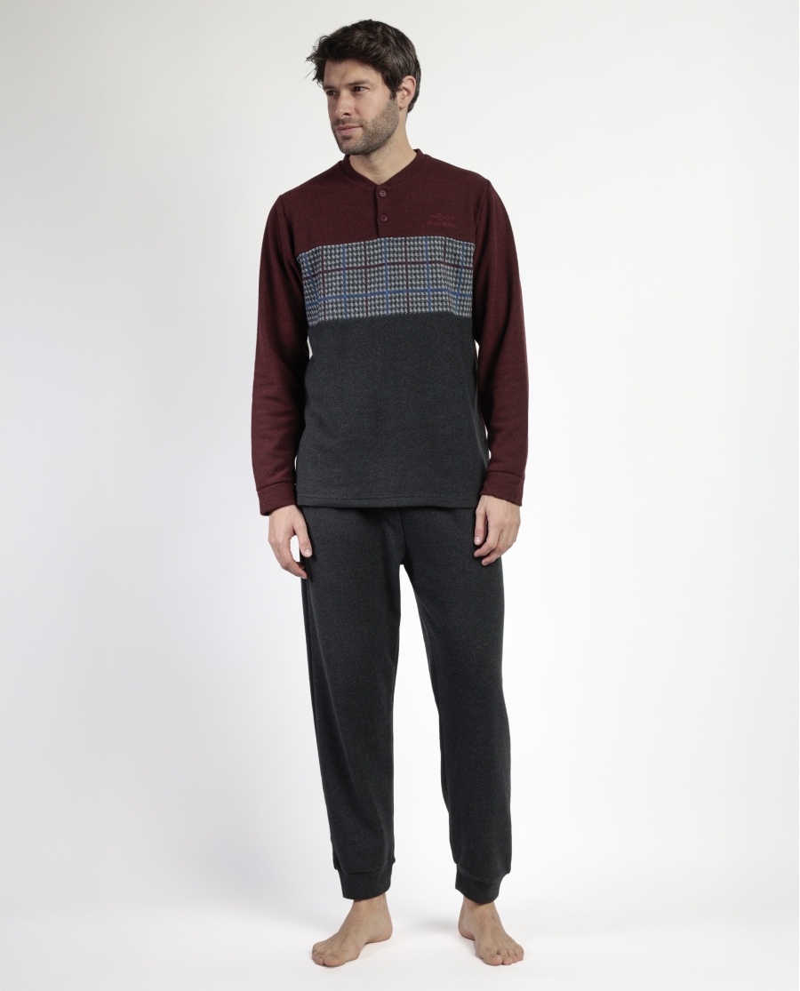 ADMAS MAGNIFIC Pijama Manga Larga Tapeta Royals para Hombre GRANATE