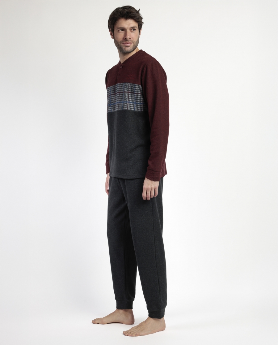 ADMAS MAGNIFIC Pijama Manga Larga Tapeta Royals para Hombre GRANATE