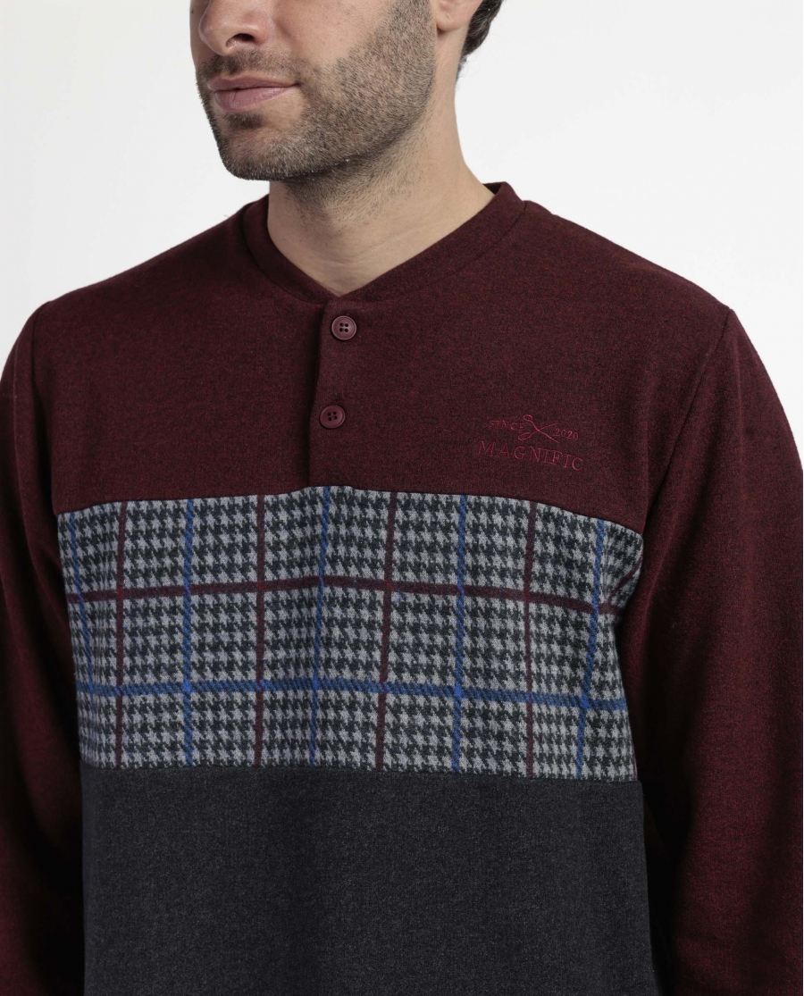 ADMAS MAGNIFIC Pijama Manga Larga Tapeta Royals para Hombre GRANATE