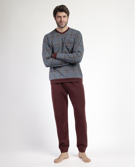 ADMAS MAGNIFIC Pijama Manga Larga Royals para Hombre GRANATE