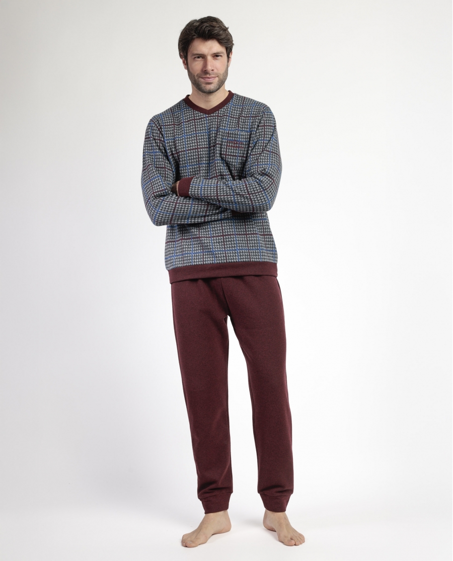 ADMAS MAGNIFIC Pijama Manga Larga Royals para Hombre GRANATE