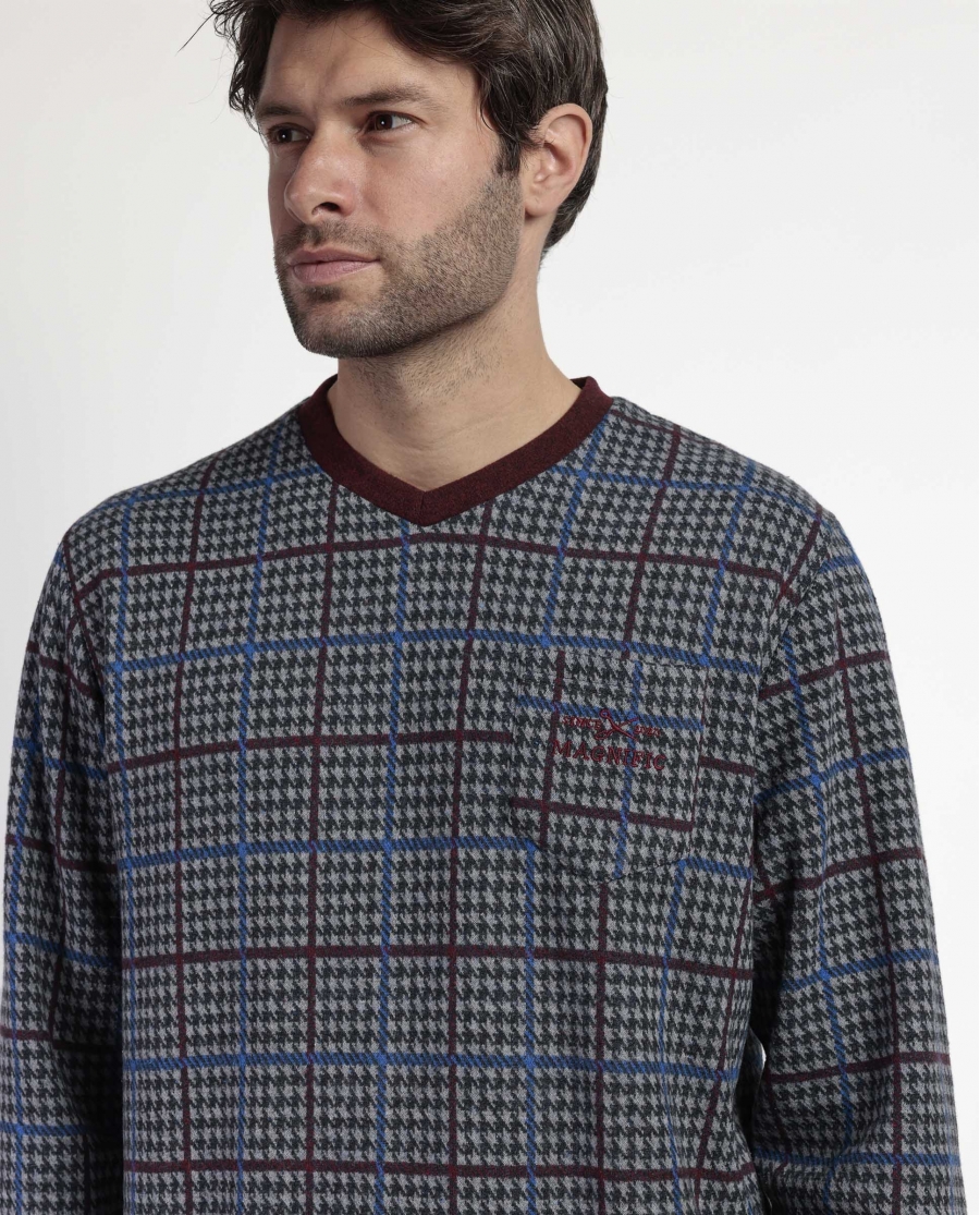 ADMAS MAGNIFIC Pijama Manga Larga Royals para Hombre GRANATE