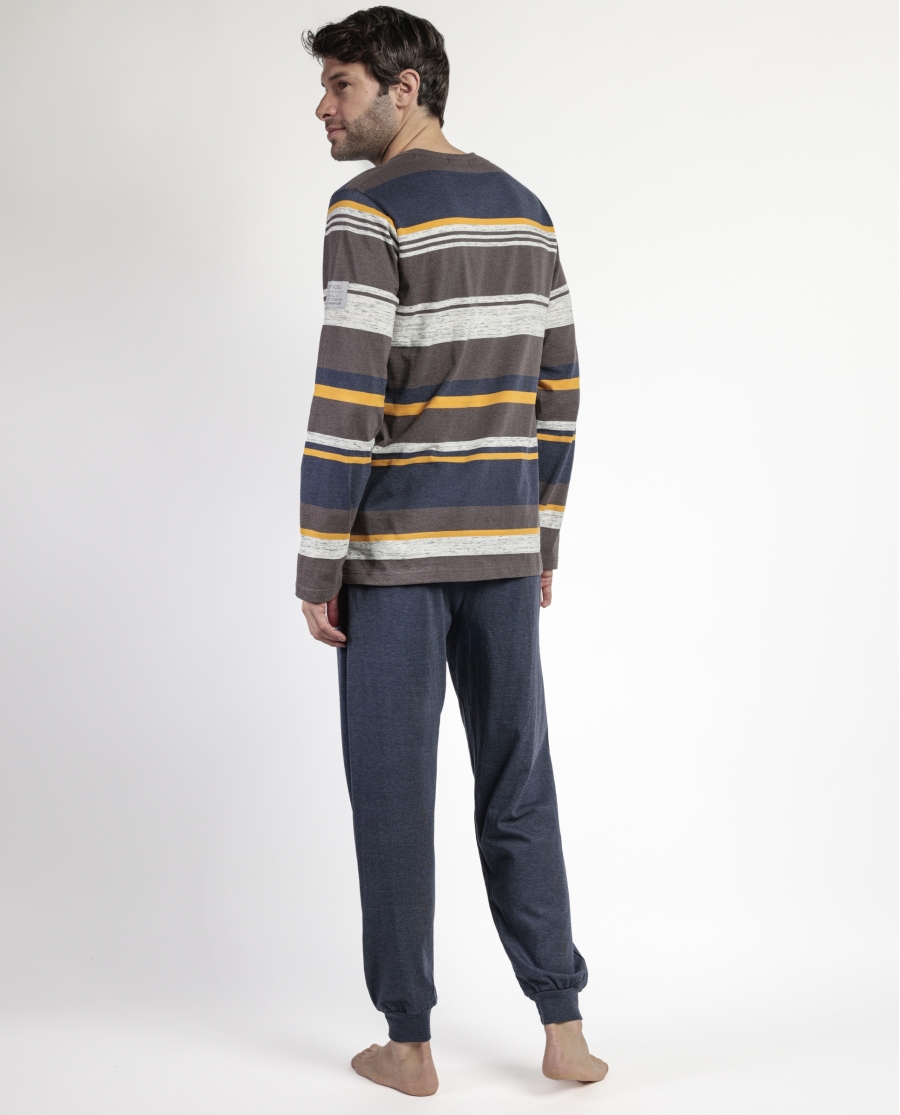 NEW PLAN Pijama Manga Larga Amber para Hombre MARRON