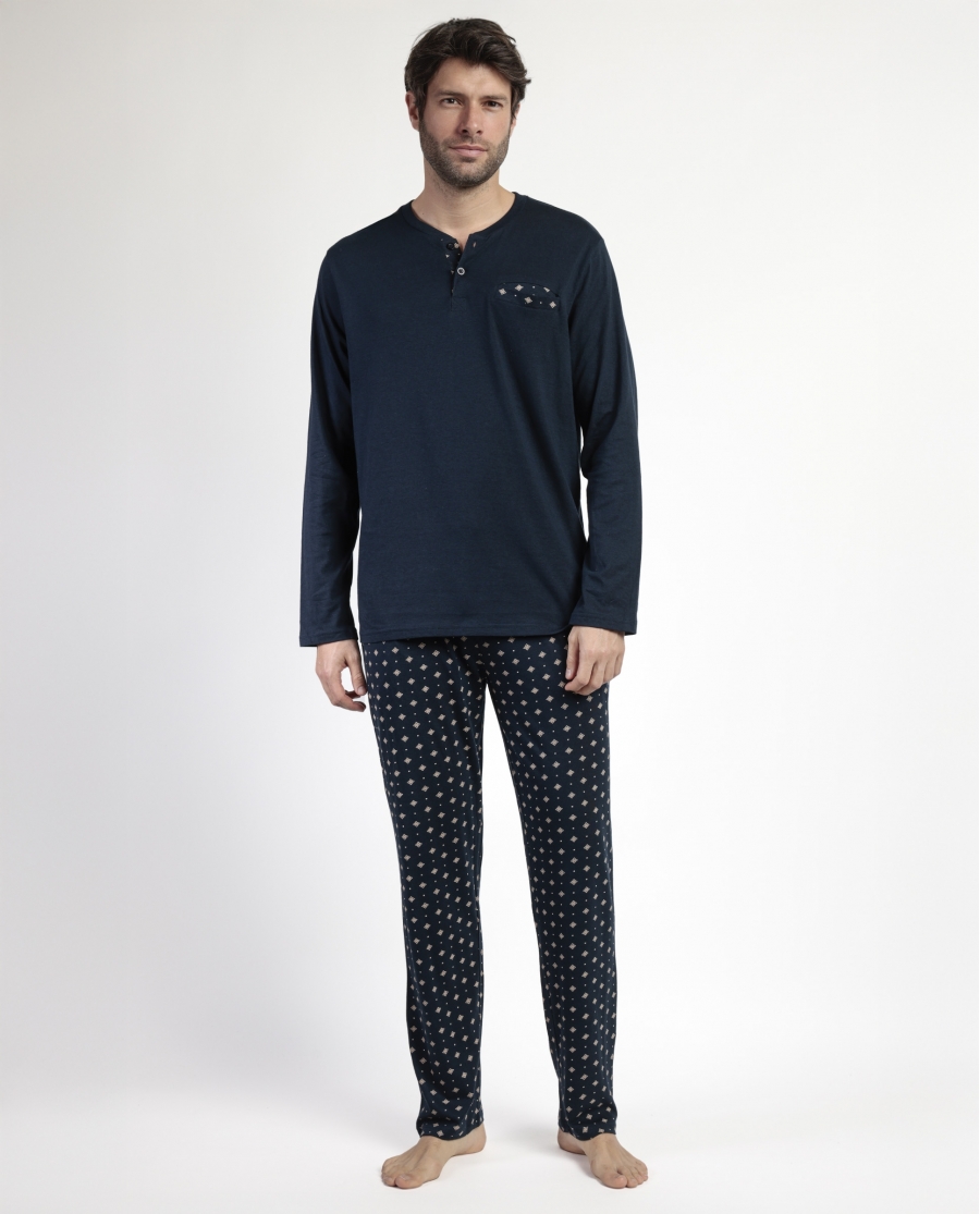 ADMAS CLASSIC Pijama Manga Larga Tapeta Classic Tie para Mujer MARINO