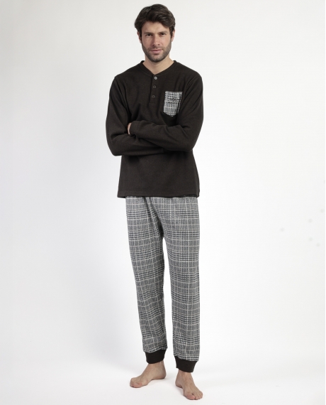 ADMAS MAGNIFIC Pijama Manga Larga Tapeta Americano para Hombre MARRON