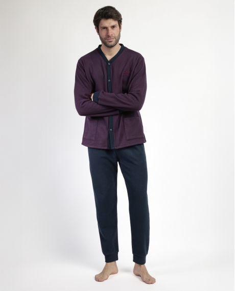 ADMAS MAGNIFIC Pijama Manga Larga Abierto Tapeta Claret para Hombre GRANATE