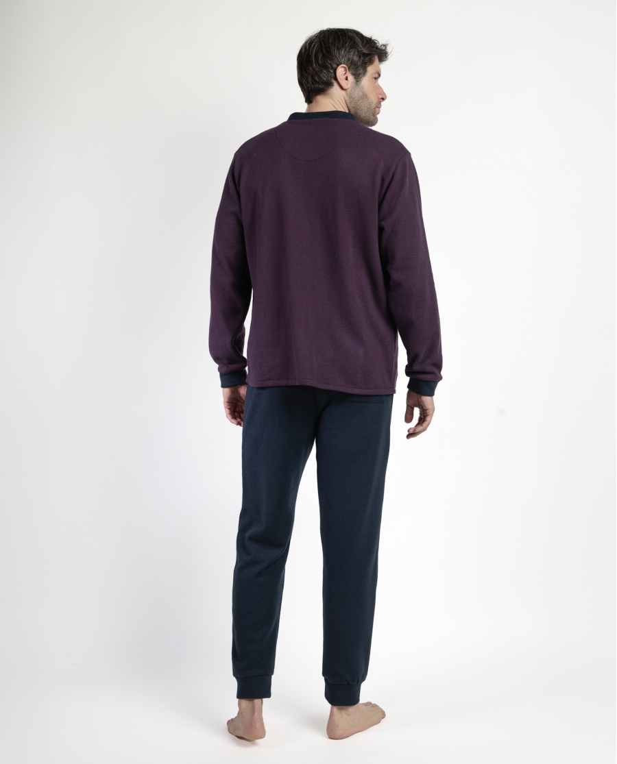 ADMAS MAGNIFIC Pijama Manga Larga Abierto Tapeta Claret para Hombre GRANATE