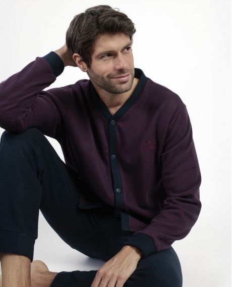 ADMAS MAGNIFIC Pijama Manga Larga Abierto Tapeta Claret para Hombre GRANATE 2