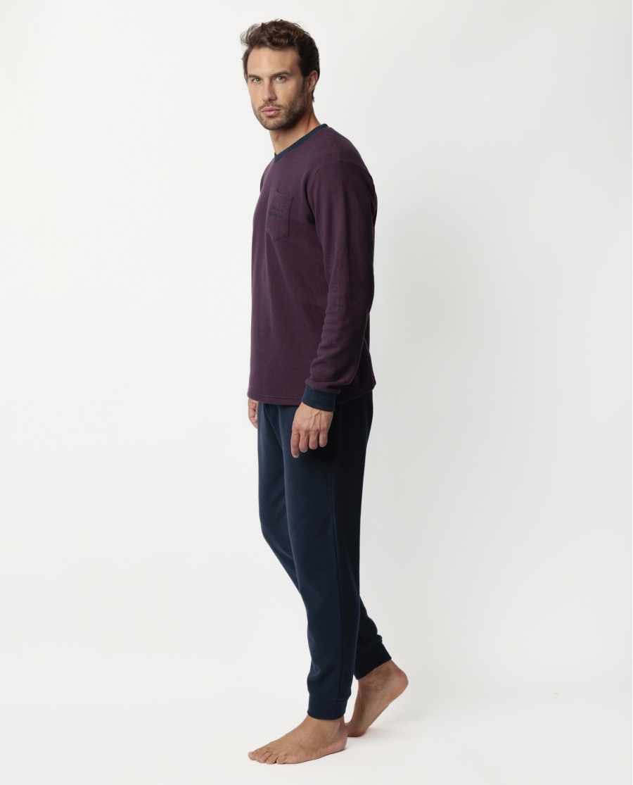 ADMAS MAGNIFIC Pijama Manga Larga Claret para Hombre GRANATE