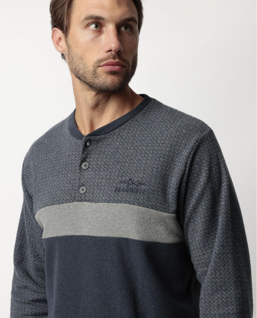 ADMAS MAGNIFIC Pijama Manga Larga Tapeta Grigio para Hombre GRIS