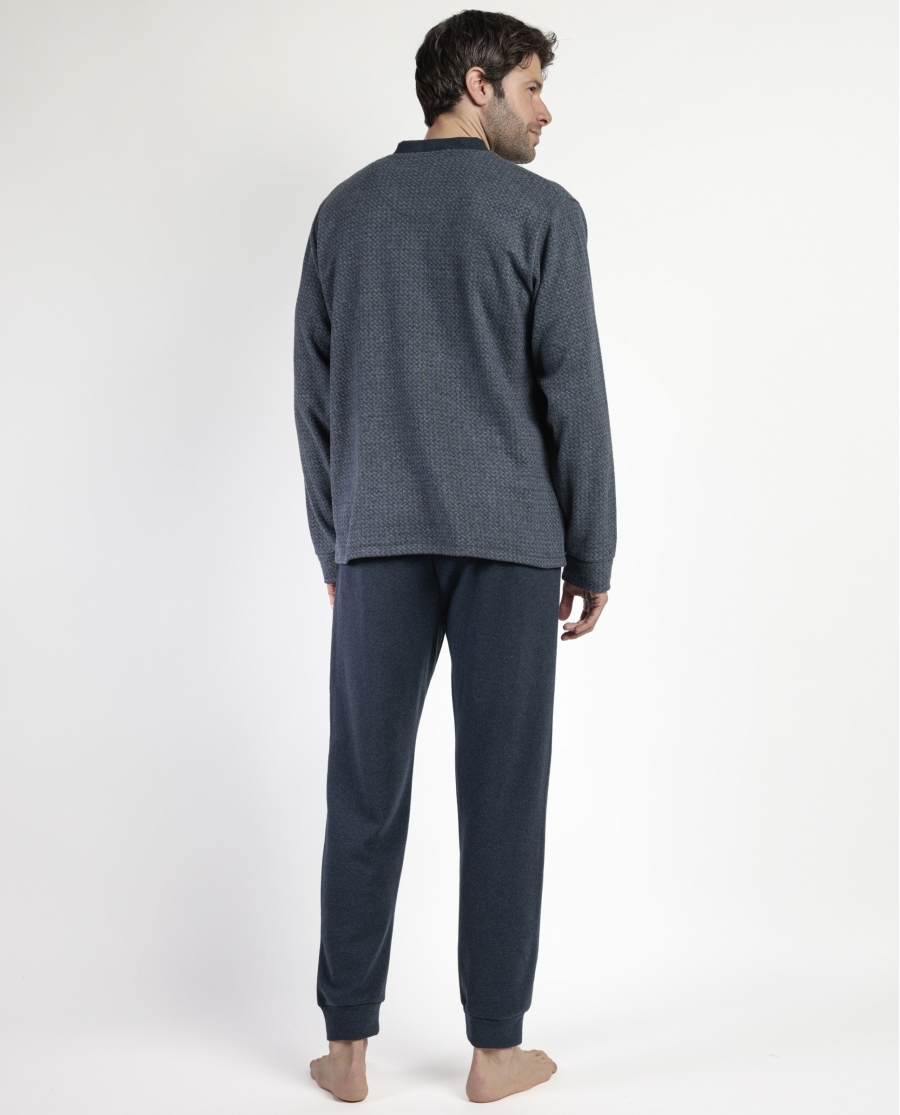 ADMAS MAGNIFIC Pijama Manga Larga Abierto Grigio para Hombre GRIS