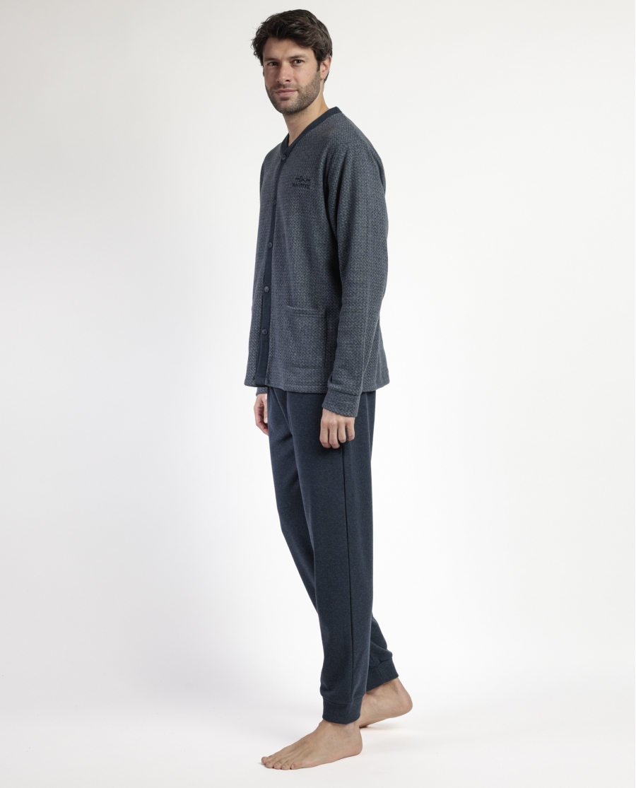 ADMAS MAGNIFIC Pijama Manga Larga Abierto Grigio para Hombre GRIS