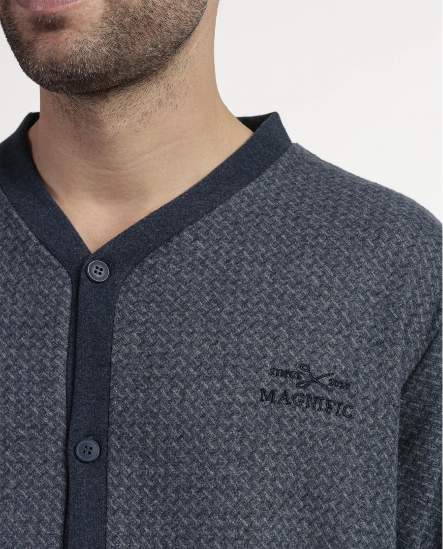 ADMAS MAGNIFIC Pijama Manga Larga Abierto Grigio para Hombre GRIS