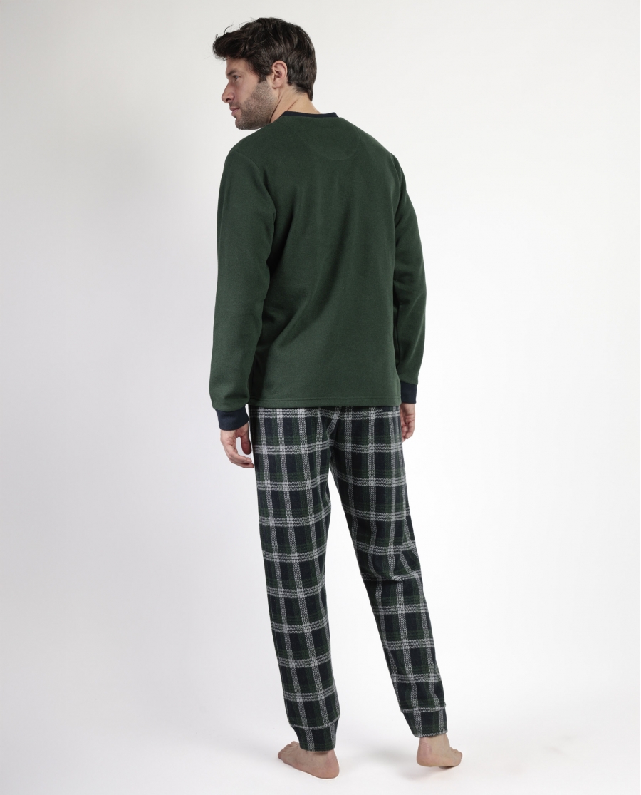 ADMAS MAGNIFIC Pijama Manga Larga Pico Smeraldo para Hombre VERDE