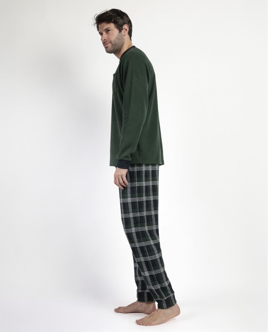 ADMAS MAGNIFIC Pijama Manga Larga Pico Smeraldo para Hombre VERDE