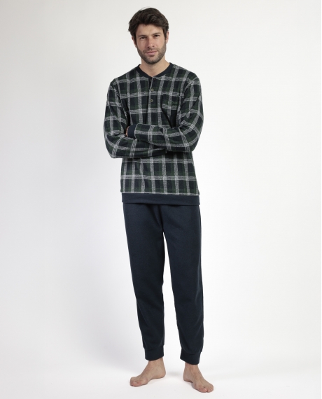 ADMAS MAGNIFIC Pijama Manga Larga Tapeta Smeraldo para Hombre MARINO
