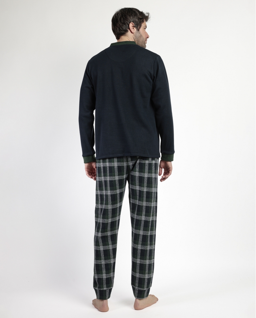 ADMAS MAGNIFIC Pijama Manga Larga Abierto Smeraldo para Hombre MARINO