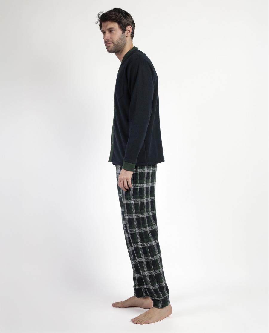ADMAS MAGNIFIC Pijama Manga Larga Abierto Smeraldo para Hombre MARINO